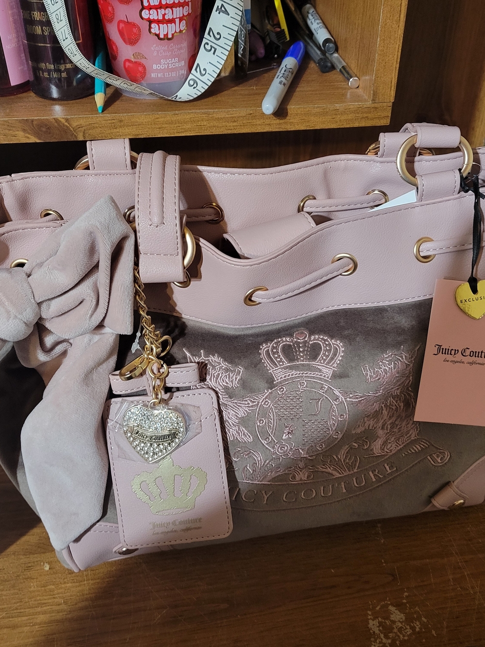 Juicy Couture Classic Scottie Dogs Tote In Dusty And Coffee. Nwt